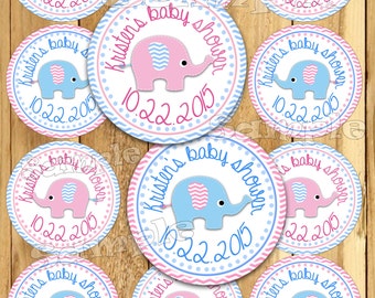 Elephant Baby Shower stickers Party favor tags Thank you tags Elephant neutral Gift tags Cupcake toppers Birthday Party tags decals PRECUT