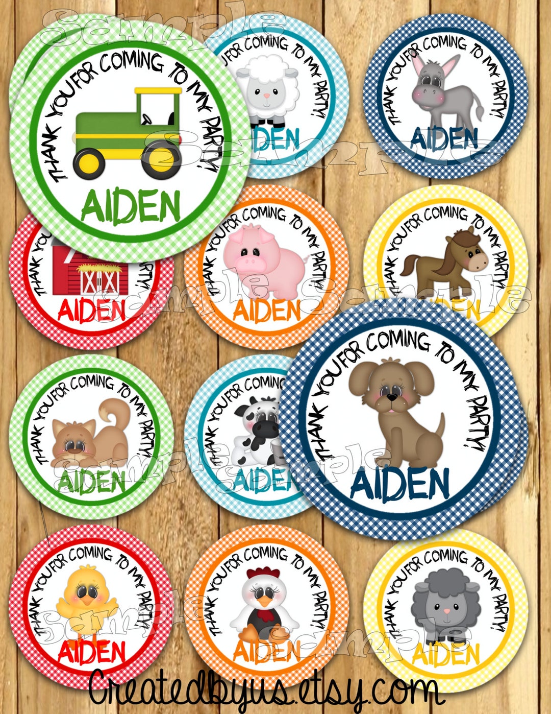 Farm Birthday Thank You Stickers Party Favor Tags Thank You Tags Gift ...