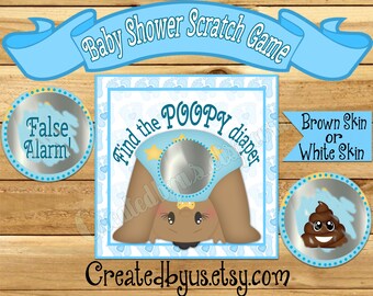 Boy Baby Shower game Dirty diaper game Baby boy shower ideas Custom game cards Scratch off game shower favors Baby lotto 12 Precut printed
