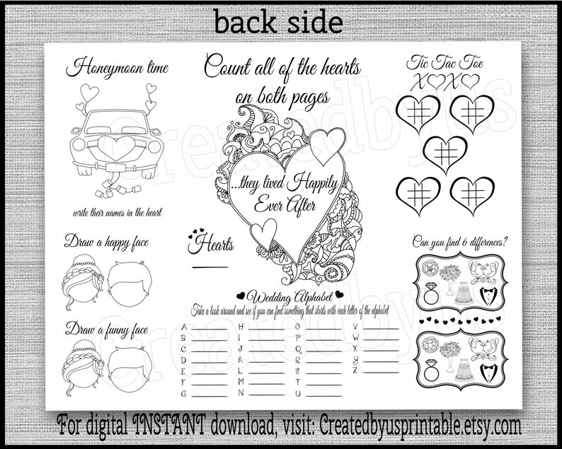 Custom Wedding Coloring Placemats Kids Wedding Activities Etsy UK