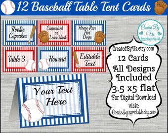 Baseball food cards Baseball Table place card Baseball Birthday Table decorations food tent cards Baseball food label Table Labels 12 PRECUT
