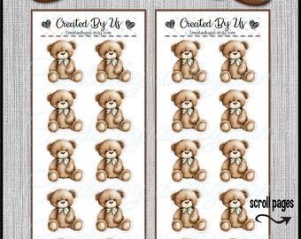 Teddy Bear stickers Cup stickers Teddy bear baby shower favor labels Brown Teddy bear birthday We can bearly wait table decorations printed