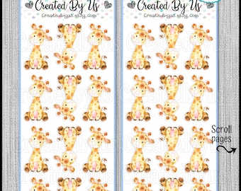 Boy baby Giraffe stickers cup stickers Giraffe baby boy shower favor labels envelope stickers Giraffe table decorations Precut jungle decals
