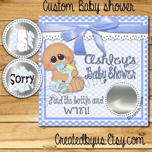 Baby Shower game Baby boy shower ideas Custom game cards Scratch off game shower favors baby lotto Scratch off tags 12 Precut printed