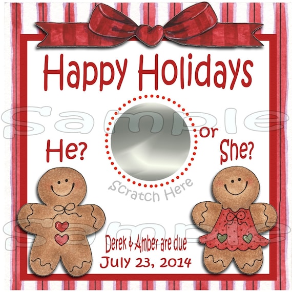 Christmas Gender Reveal Scratch off Cards Happy Holidays 