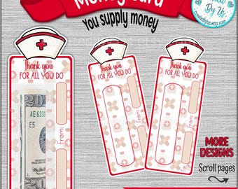 Nurse money card holder Nurse appreciation gift Nurse thank you card Nurse cash gift Nurses week Mini money card Nurse graduation gift card