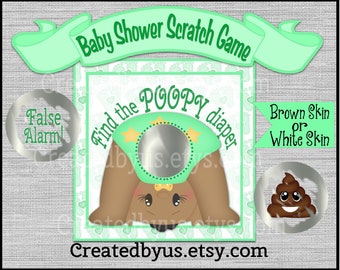 What's In My Diaper Scratch off game Dirty diaper game Gender Neutral Baby Shower game shower favor ideas Baby lotto 12 Precut printed  AA