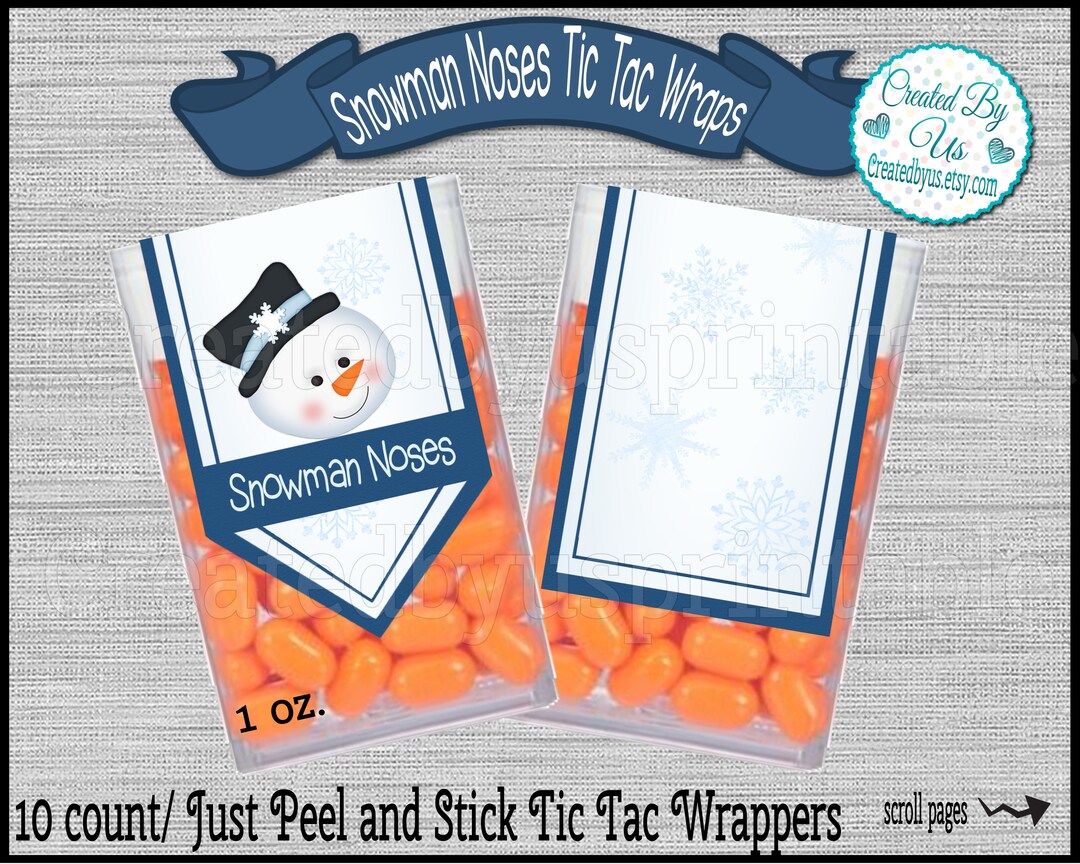 Snowman Noses Tic Tac Labels Stocking Stuffer Christmas Favor Tic Tac ...