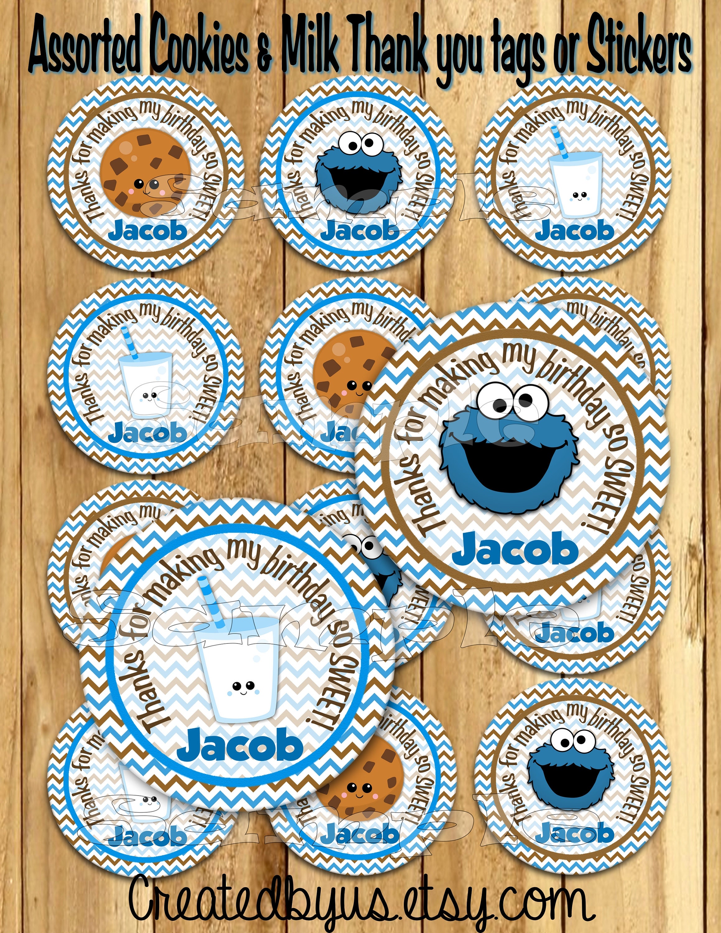 Milk and Cookies Thank You Tags Cookies and Milk Stickers - Etsy