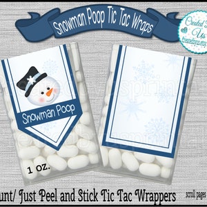 Snowman Poop Tic Tac Labels Stocking Stuffer Christmas Favors Tic Tac ...