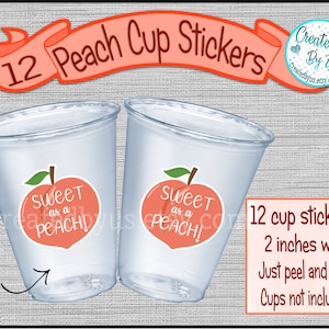 Peach party cup stickers Sweet as a Peach Stickers Peach Disposable cup stickers Peach birthday stickers Peach Treat bag sticker baby shower