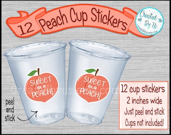 Peach party cup stickers Sweet as a Peach Stickers Peach Disposable cup stickers Peach birthday stickers Peach Treat bag sticker baby shower
