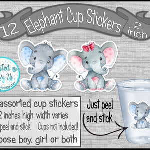Baby Elephant party cup stickers Girl elephant Boy elephant stickers little peanut baby shower sticker Disposable cup sticker Elephant label