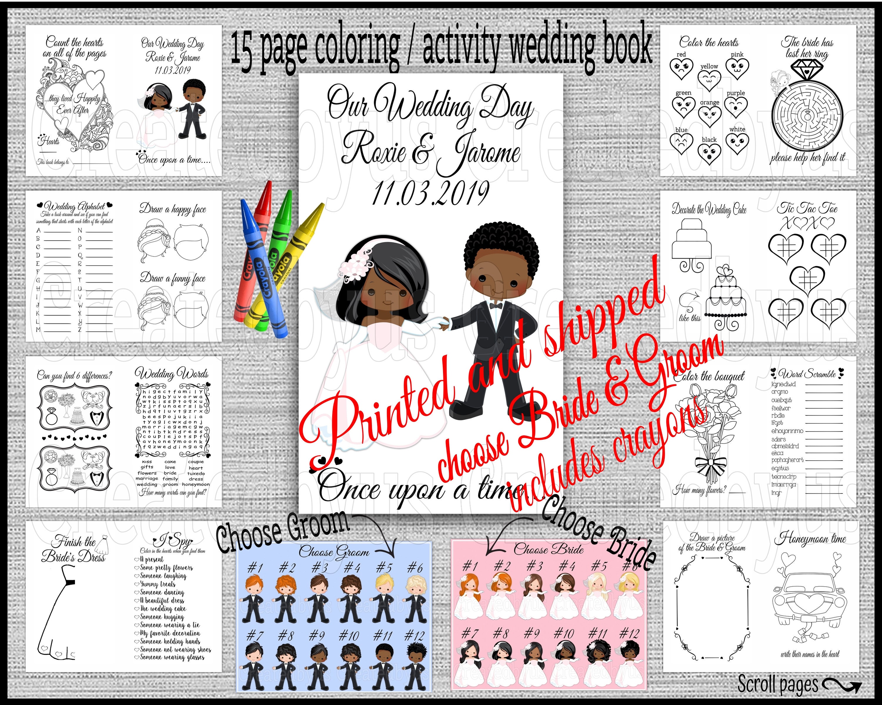 Download Custom Wedding Coloring Book With Crayons Children S Etsy