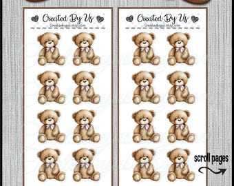 Teddy Bear stickers Cup stickers We can bearly wait table decorations Brown Teddy bear birthday Girl teddy bear baby shower favor labels