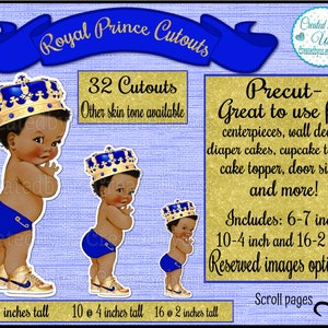 Royal Prince Cutouts African American Royal Baby Shower Royal Blue Prince Baby Boy Party ...