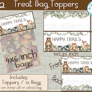 Woodland treat bag toppers Woodland thank you bags Woodland trail mix party favors Woodland baby shower favors Woodland birthday favors