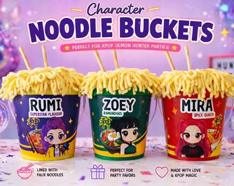 Kpop Demon Hunter Party Favors | Custom Noodle Buckets | Kids