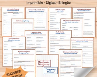 BILINGUAL Spanish/English End of Life Planner: Emergency & Funeral Planning PDF Fillable