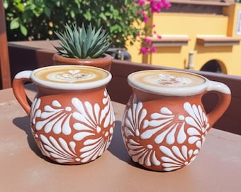 Cielito Lindo Mexican Coffee Mugs – 16 oz | Brown & White | Lead-Free | Dishwasher Safe || ArteyAlmaMexicana