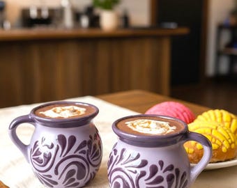 Handmade Mexican Coffee Mugs – 16 oz | Purple | Lead-Free | Dishwasher Safe || ArteyAlmaMexicana