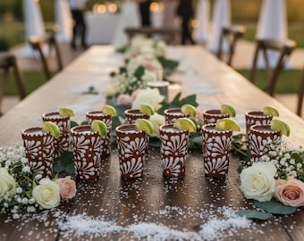 Talavera Shotglas – Handgjorda och handmålade mexikanska tequila-mezcalkoppar, färgglada barglas || ArteyAlmaMexicana