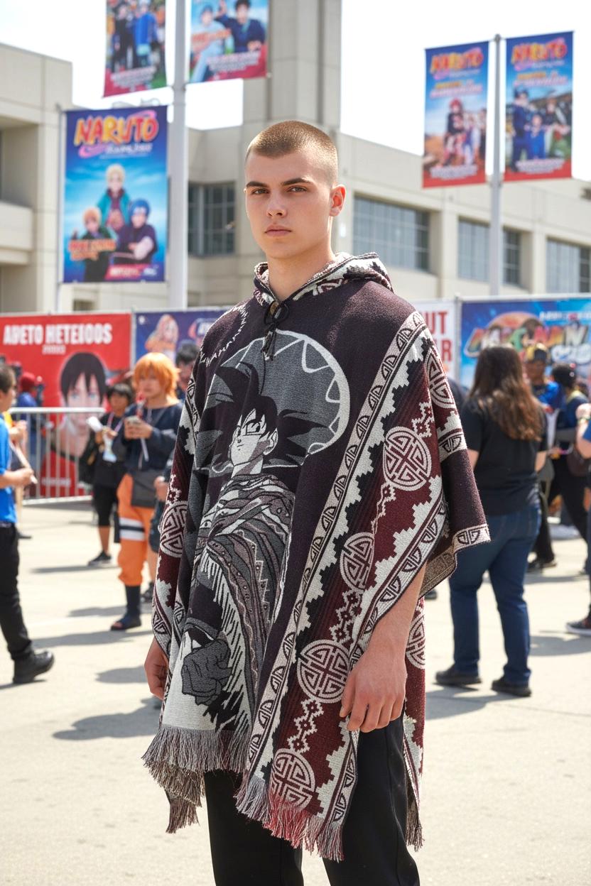 Handmade Poncho with Hoodie: Ecuadorian Artisan Cape (40x48) ArteyAlmaMexicana