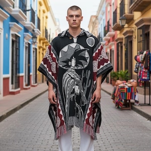 Handmade Poncho With Hoodie: Ecuadorian Artisan Cape