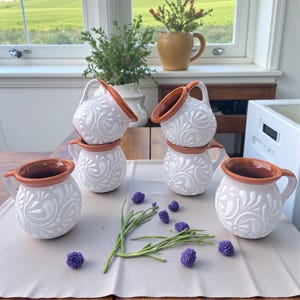 Handgemaakte Mexicaanse koffiemokken – 16 oz | Bruin en wit | Loodvrij | Vaatwasmachinebestendig || ArteyAlmaMexicana