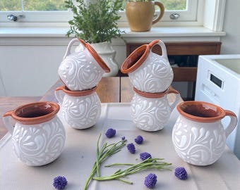 Handmade Mexican Coffee Mugs – 16 oz | Brown & White | Lead-Free | Dishwasher Safe || ArteyAlmaMexicana