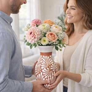 Mexican Talavera Flower Vase | Terracotta Home Decor