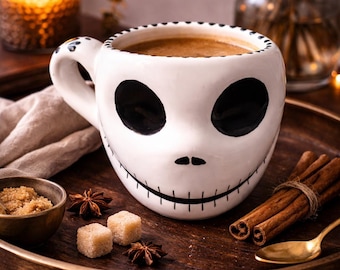 Taza de Talavera con forma de calavera / Taza de café / Sin plomo // ArteyAlmaMexicana