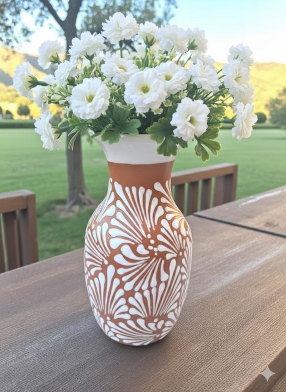 Mexican Talavera Flower Vase | Terracotta Home Decor - Etsy