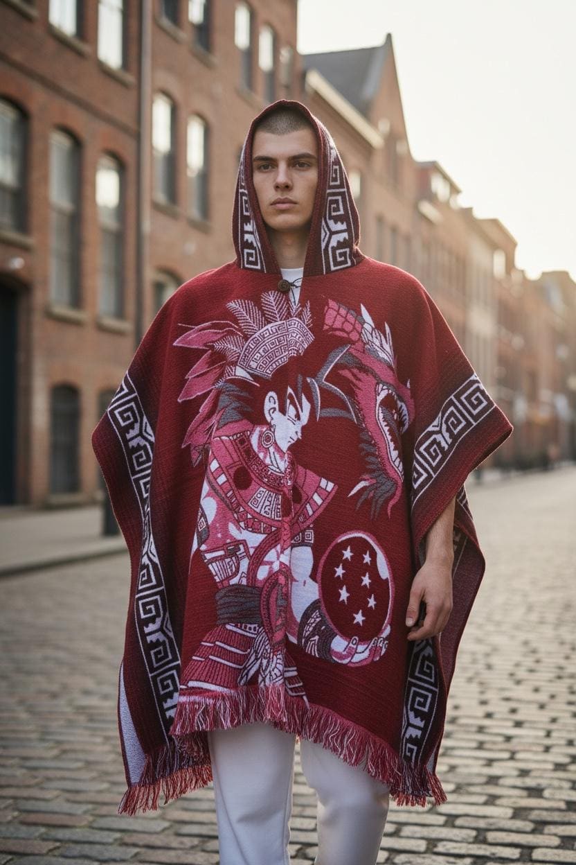Handmade Poncho With Hoodie: Ecuadorian Artisan Cape