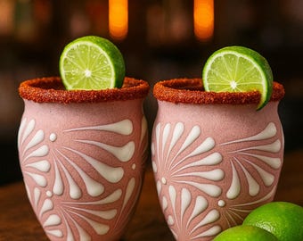 Handmade Mexican Michelada Cantaros | Ceramic Beer Cups | Artisan Barware || ArteyAlmaMexicana