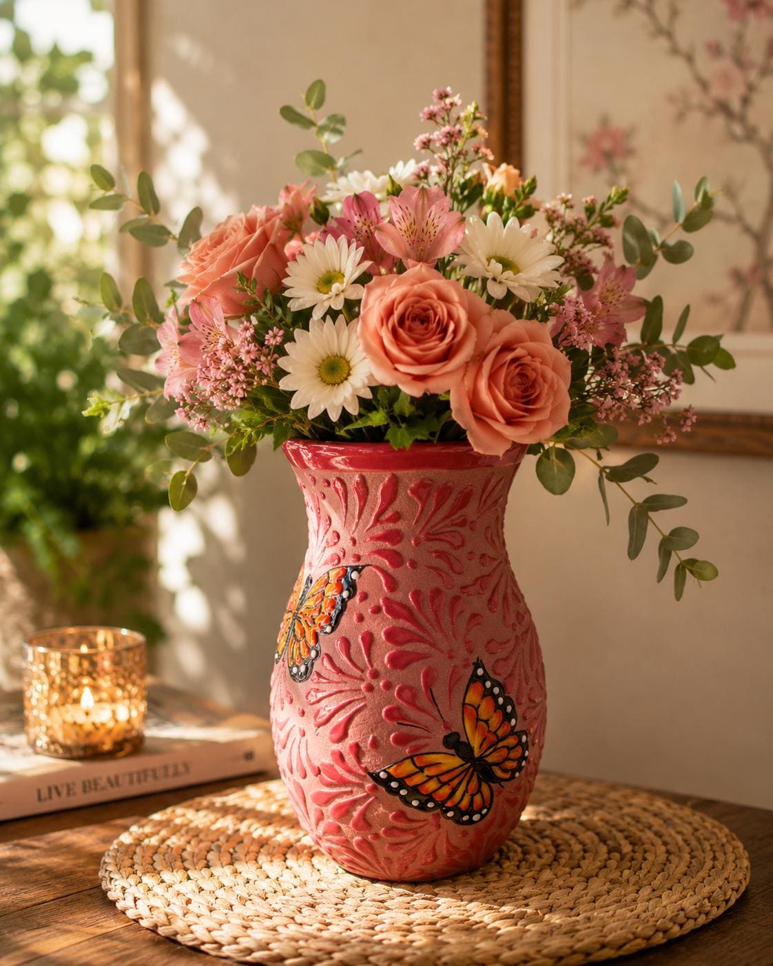 ピンクの陶器の花瓶 - Etsy 日本