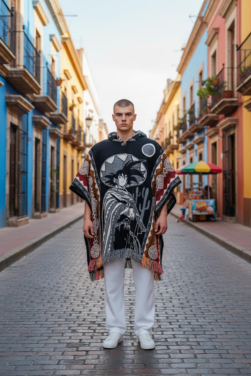 Handmade Poncho With Hoodie: Ecuadorian Artisan Cape (40x48