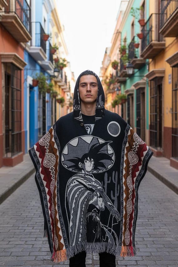 Handmade Poncho With Hoodie: Ecuadorian Artisan Cape (40x48