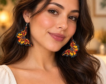 Huichol Beaded Butterfly Earrings | Handcrafted Mexican Artisan Jewelry || ArteyAlmaMexicana