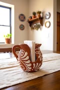Handmade Jarrito Napkin Holder - Cielito Lindo With White Floral Print || Mexican Kitchenware ||ArteyAlmaMexicana