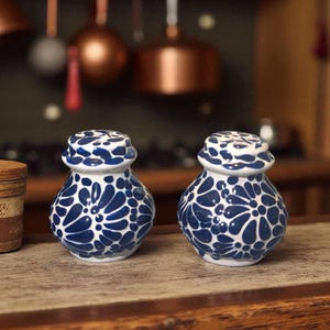 Talavera salt- och pepparkar|| Blå — Set om 2 || ArteyAlmaMexicana