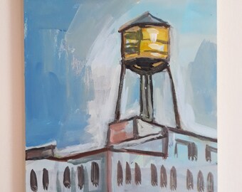 Dramatic Water Tower original painting by Young Ok Lee