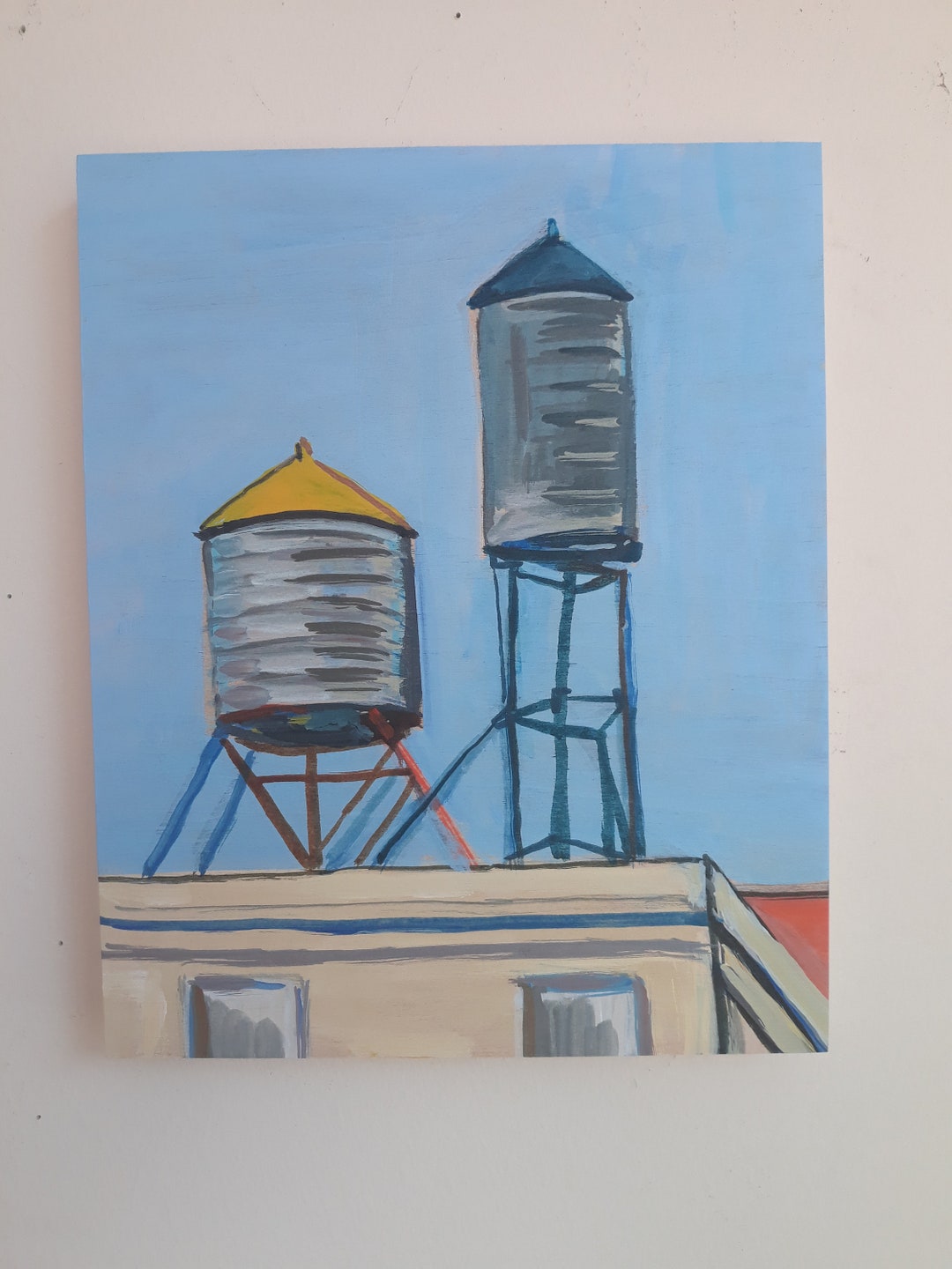 Two Charming Water Tower Painting by Young Ok Lee Etsy