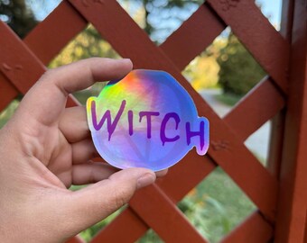 Holographic Witchy Vinyl Sticker: Pagan, Autism, Queer Pride