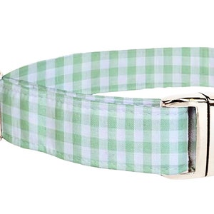 Spring Dog Collar, Gingham Dog Collar, Cute Dog Collar Green, Adjustable Dog Collar for Small Dogs image 3