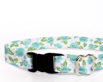 Cat Collar Breakaway, Floral Aqua Cat Collar Bell, Kitten Safety Collar