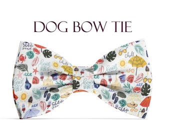 Summer Bow Tie for Dog Collar, Gift for Dog Lovers, Handmade Dog Bowtie, Boy Dog Collar Bow Tie, Dog Bowtie Beach