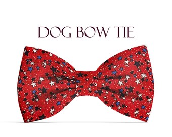 Patriotic Bow Tie for Dog Collar, Gift for Dog Lovers, Handmade Dog Bowtie, Boy Dog Collar Bow Tie, Dog Bowtie 4th of July