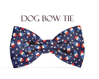 Patriotic Bow Tie for Dog Collar, Gift for Dog Lovers, Popsicles Dog Bowtie, Boy Dog Collar Bow Tie, Dog Bowtie 4th of July