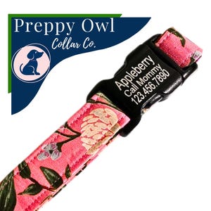 Engraved Dog Collar, Cute Dog Collar, Small Dog Collar, Girl Dog Collar, Floral Dog Collar